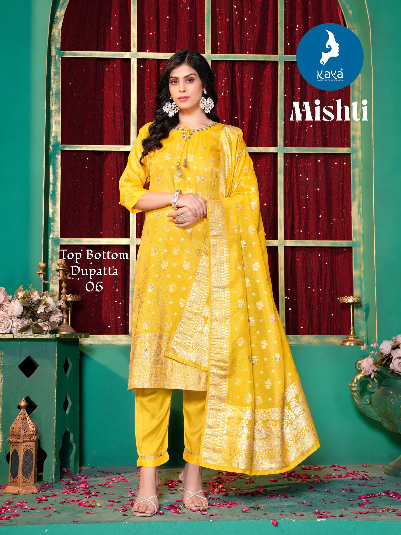 Kaya Mishti Silk Jacquard Shimmer Kurti Pant With Dupatta Collection